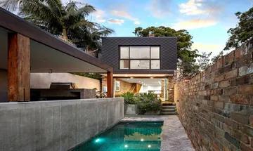 Architectural family living with pool, views and parking